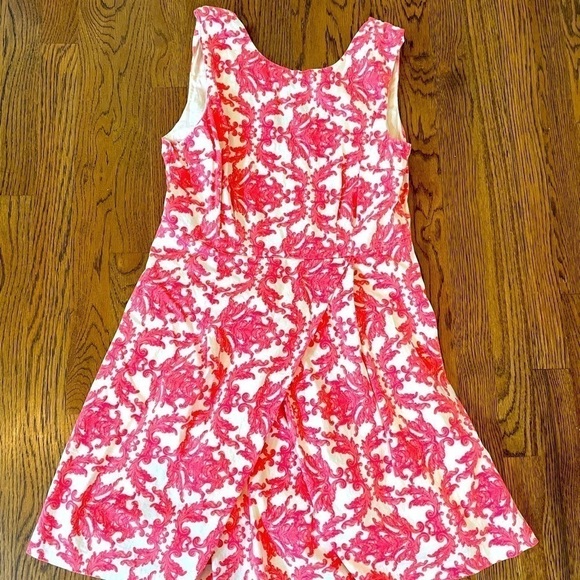Love21 by Forever 21 Dress Sleeveless V Neck Back Tea Length Floral Large Coral - Picture 2 of 7